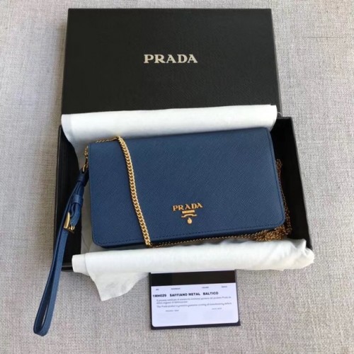Prada Mini sac en cuir Saffiano 1HZ029 bleu