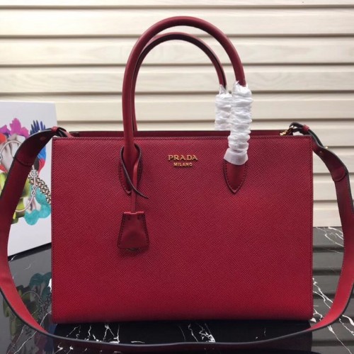 Prada Saffiano cuir fourre-tout grand 1BA153 rouge