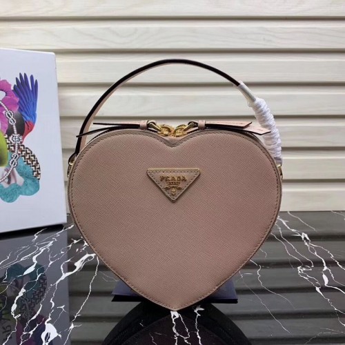 Prada Saffiano Original sac fourre-tout en cuir coeur 1BH144 rose