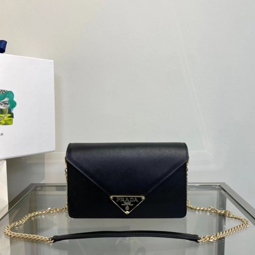 Prada sac à bandoulière Identity en cuir Saffiano 1BM318 noir