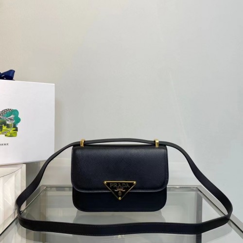 Prada sac à bandoulière Identity en cuir Saffiano 1BN320 noir
