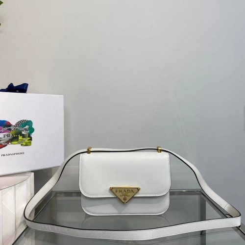 Prada Sac à bandoulière Identity en cuir Saffiano 1BN320 blanc