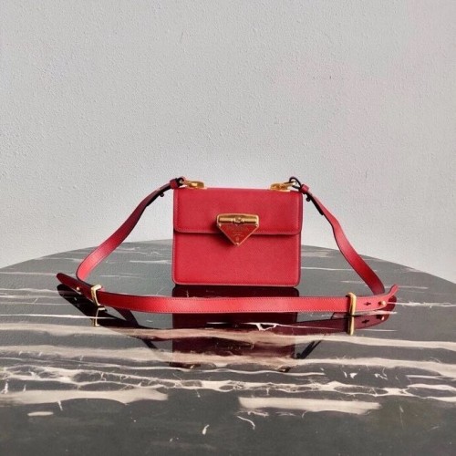 Prada Sac Prada Symbole en cuir Saffiano 1BD270 rouge