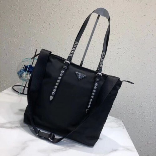 Sac fourre-tout Prada en cuir Saffiano et nylon 1BG212 noir