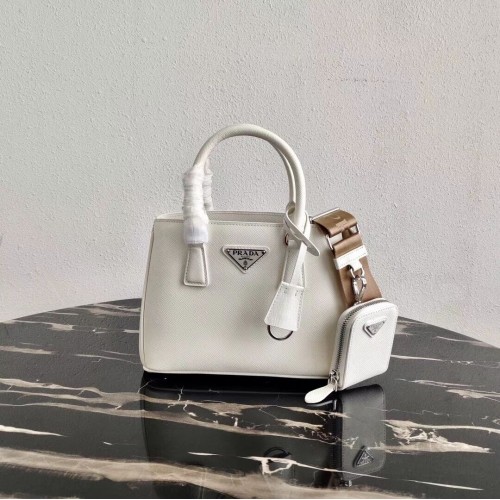 Prada Mini-sac en cuir Saffiano 1BA296 Blanc