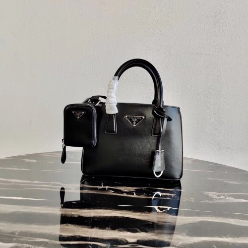 Prada mini-sac en cuir Saffiano 1BA296 noir