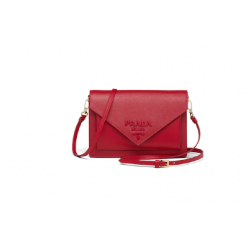 Prada mini-sac en cuir Saffiano 1BP020 rouge