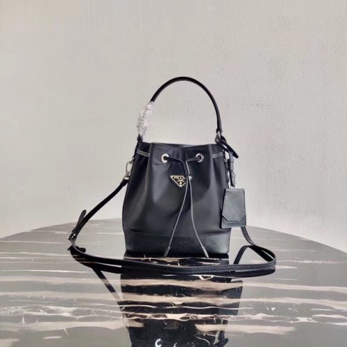 Prada mini sac à bandoulière en cuir Saffiano 1BE055 noir