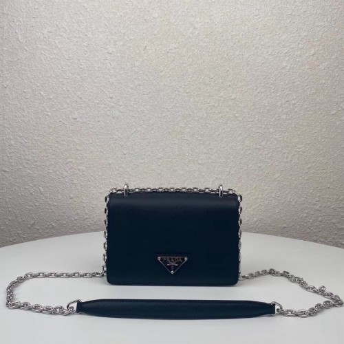 Prada mini sac à bandoulière en cuir Saffiano 2BD032 noir
