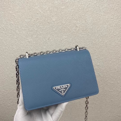 Prada mini sac à bandoulière en cuir Saffiano 2BD032 bleu