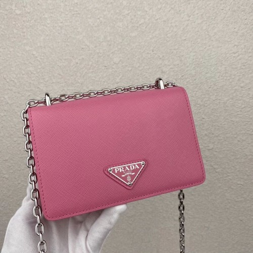 Prada mini sac à bandoulière en cuir Saffiano 2BD032 rose