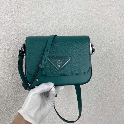 Prada Mini sac à bandoulière en cuir Saffiano 2BD249 vert