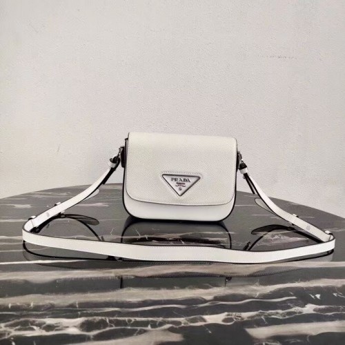 Prada Mini sac à bandoulière en cuir Saffiano 2BD249 blanc