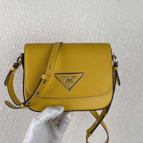 Prada mini sac à bandoulière en cuir Saffiano 2BD249 jaune