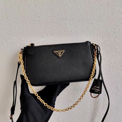 Prada mini sac à bandoulière en cuir Saffiano 2BH171 noir