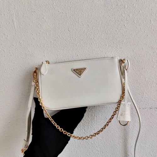 Prada mini sac à bandoulière en cuir Saffiano 2BH171 blanc
