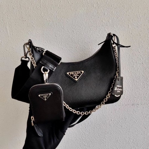 Prada mini sac à bandoulière en cuir Saffiano 2BH204 noir