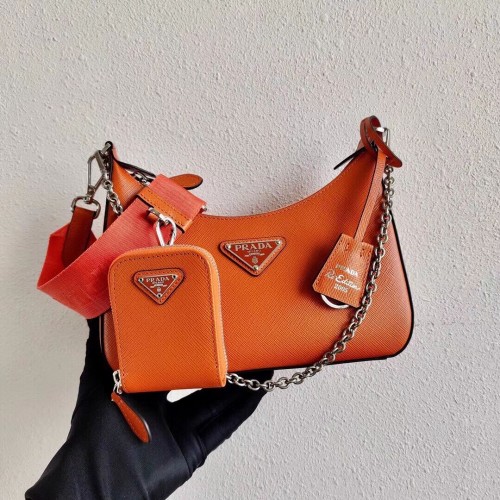 Mini sac à bandoulière Prada en cuir Saffiano 2BH204 orange