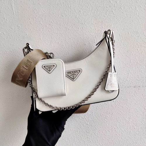 Prada Mini sac à bandoulière en cuir Saffiano 2BH204 blanc