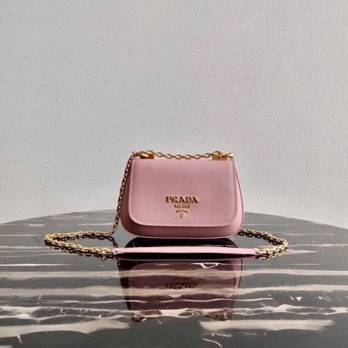 Prada sac à bandoulière en cuir Saffiano 2BD275 rose