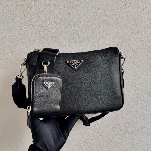Prada sac à bandoulière en cuir Saffiano 2VH113 noir