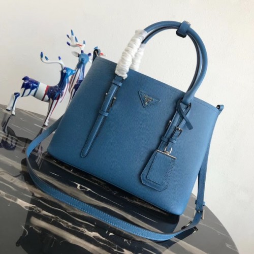 Prada Saffiano sac fourre-tout en cuir original BN2838 bleu