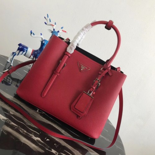 Prada Saffiano original sac fourre-tout en cuir BN2838 rouge