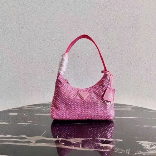 Prada Mini-sac en satin avec cristaux artificiels 1BE515Z rose
