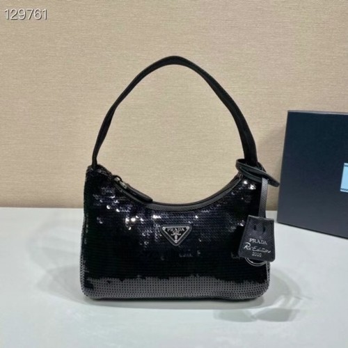 Prada Re-Edition 2000 sequins Re-Nylon mini-sac 1BC515 noir