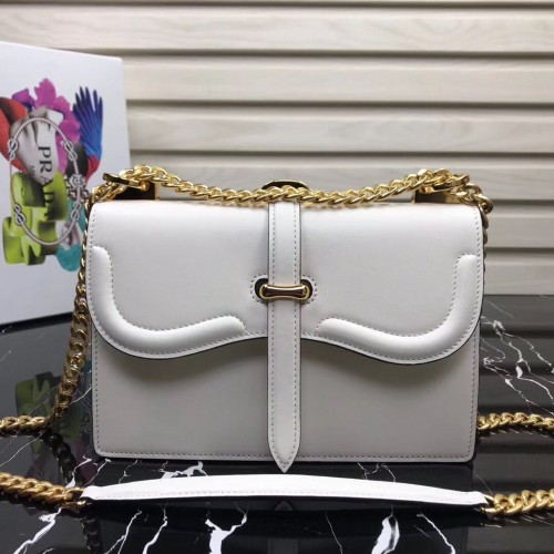 Prada Sidonie Sac à bandoulière en cuir 5677 Blanc