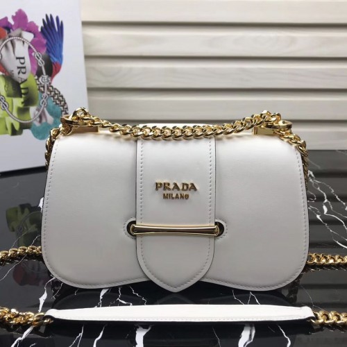 Prada Sidonie sac à bandoulière en cuir 1BD184 Blanc