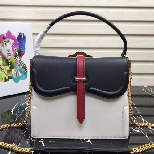 Prada Sidonie Sac à bandoulière en cuir 5677 Noir