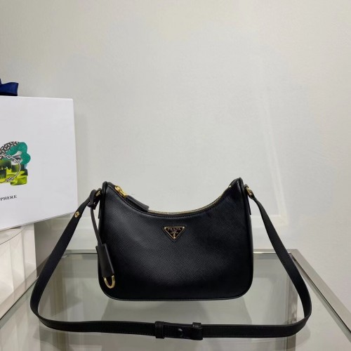 Prada Petit sac à bandoulière en cuir Saffiano 1BD330 noir