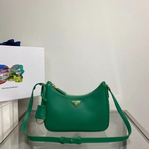 Prada Petit sac à bandoulière en cuir Saffiano 1BD330 vert