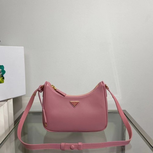 Prada Petit sac à bandoulière en cuir Saffiano 1BD330 rose