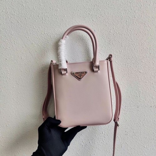 Prada Petit cabas en cuir brossé 1AD331 rose