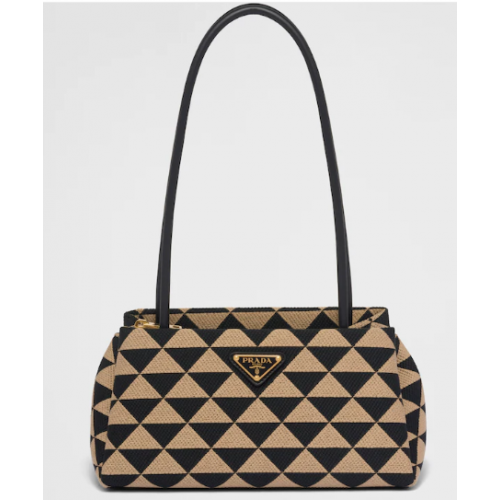 Prada Petit sac Symbole en tissu brodé 1BA368 Beige