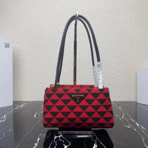 Prada Petit sac Symbole en tissu brodé 1BA368 rouge