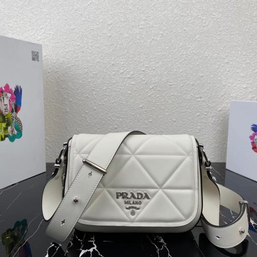 Prada System sac patchwork en cuir nappa 1BG283 blanc