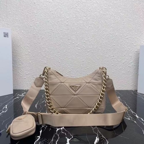 Prada System sac à bandoulière patchwork en cuir nappa 1AC151 Biscuits