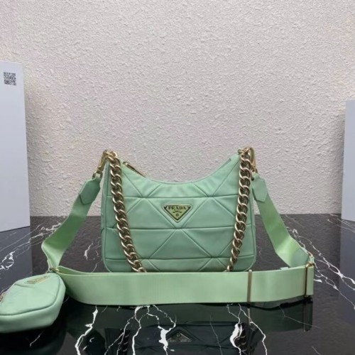 Prada System sac à bandoulière patchwork en cuir nappa 1AC151 Vert