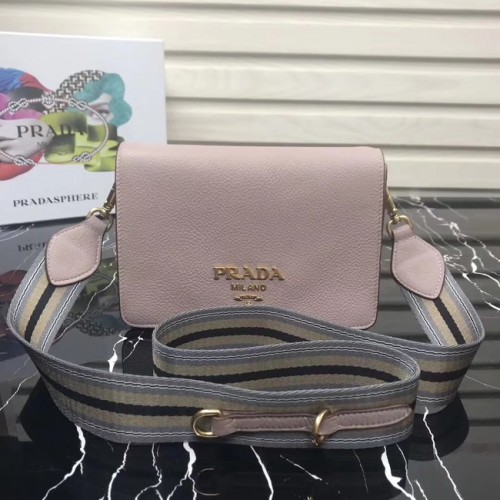Sac bandoulière Prada en cuir de veau 1BD102 Rose clair