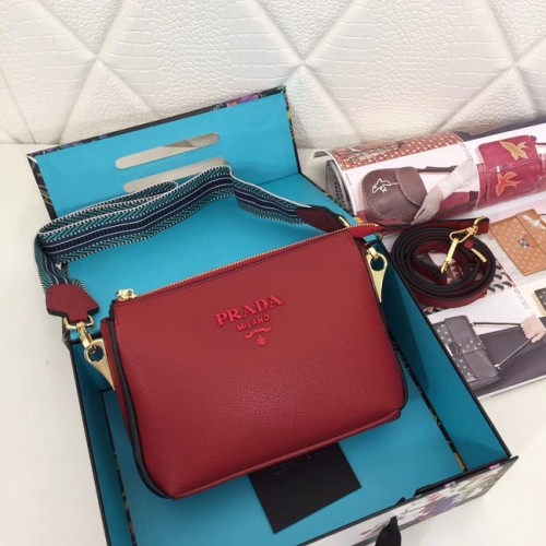 Prada sac à bandoulière en cuir 66136 rouge