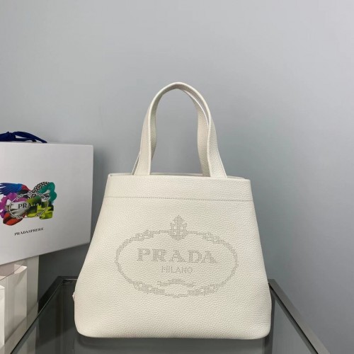 Sac cabas Prada en cuir 1AG833 blanc
