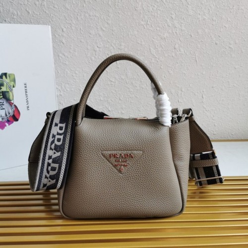 Sac cabas Prada en cuir 1BC145 gris