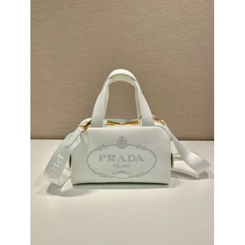 Sac cabas Prada en cuir 1DH770 blanc