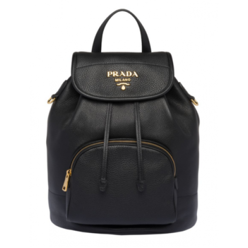 Sac à dos en cuir d'origine Prada 1BZ035 noir