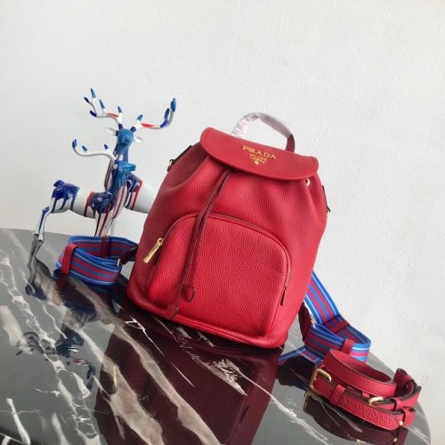 Sac à dos en cuir d'origine Prada 1BZ035 rouge