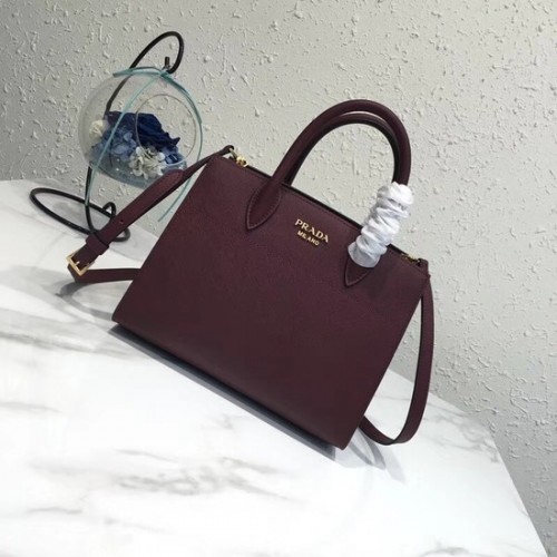 Prada saffiano lux fourre-tout sac en cuir d'origine bn4458 Bordeaux