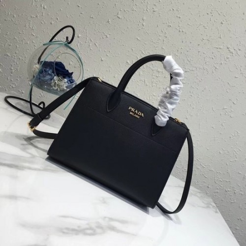 Prada saffiano lux fourre-tout sac en cuir d'origine bn4458 noir